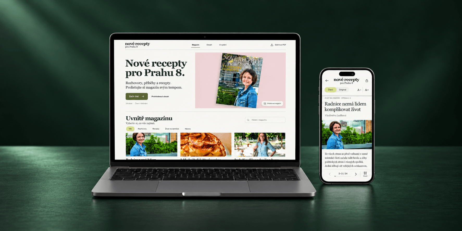 Web Prahy 8 na notebooku a telefonu