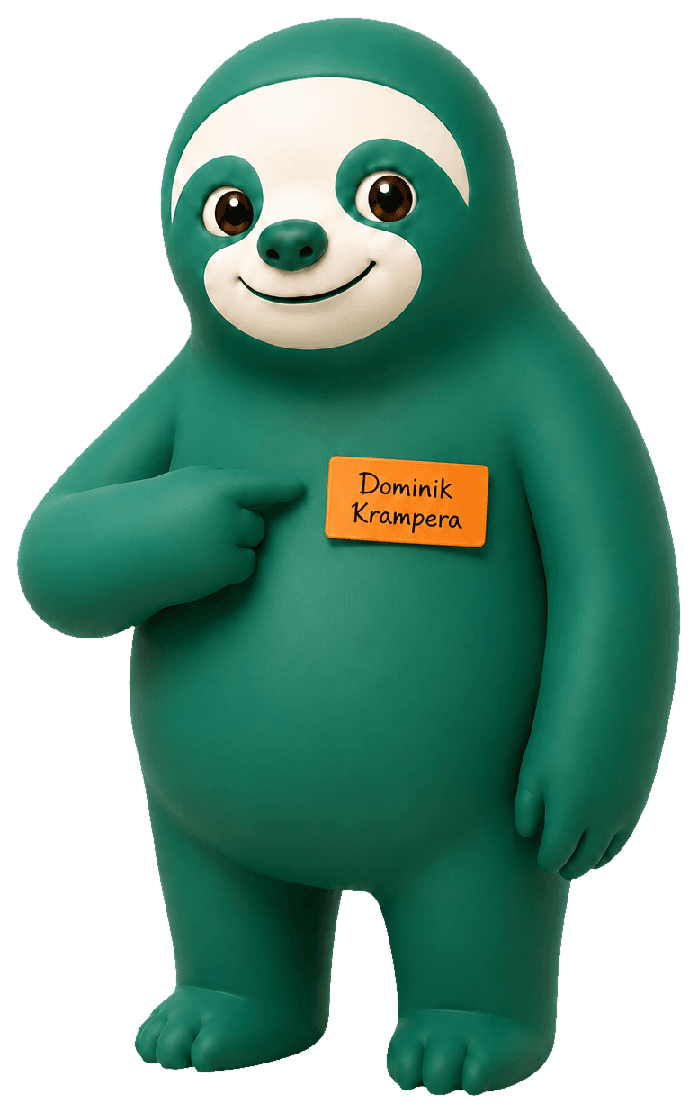 SlothSuite lenochod s jmenovkou Dominik Krampera
