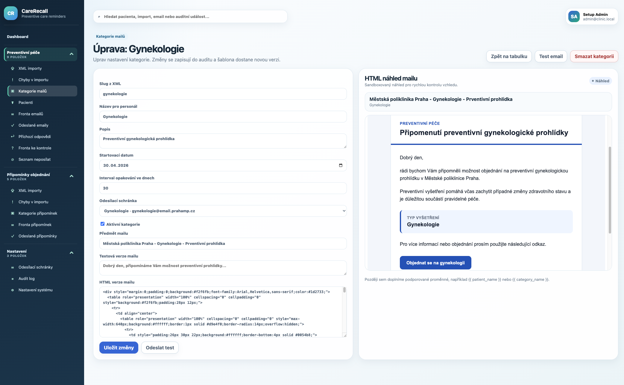 system upozornovani pacientu zdravotnickeho zarizeni